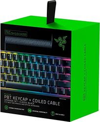 Razer PBT Keycap Upgrade Set with Coiled Cable - Backlight Compatible (Superior PBT Shine Resistant Material, Doubleshot Molding with Ultra Thin Font, Coiled Cable) Black | US Layout