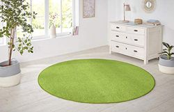 Hanse Home Nasty Tapete redondo tapete de sala de estar, macio de cabelo curto, monocromático, para sala de jantar, sala de estar, quarto das crianças, corredor, quarto, cozinha, verde liso, 200 cm