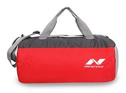 Nivia Beast Gym Bag 3 | Polyester (Red/Grey, 20 Litre) Shoulder Bag | Fitness Bag | Sports & Travel Bag | Kit Bag | Separate Shoes Compartment | Unisex Gym Bags | Men & Women
