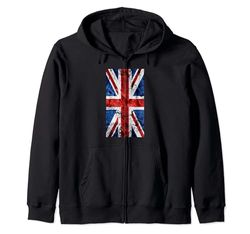 Cool Retro UK Distressed Flag Illustration Graphic Designs Sudadera con Capucha