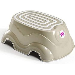 OKBABY Herbie Pall - Tillverkad av giftfria material - Lätt och robust design - Halsäker för stabilitet- 18 cm steghöjd - Pottövningspall för småbarn, Grå