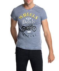 edc by ESPRIT T-shirt för män, Slim Fit, med tryck, Blå (Indigo Blue 498), XXL