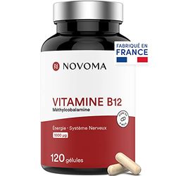 NOVOMA Vitamine B12 Vegan 1000 μg, Méthylcobalamine Pure, Absorption Maximale, Immunité & Anti-Fatigue, Cure de 4 mois, 120 Gélules, Fabriqué en France
