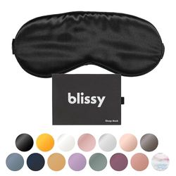 Blissy Silk Sleep Mask - Total Blackout for Women & Men - 100% Pure Mulberry Silk, 22 Momme 6a Fibers - Blindfold for Side Sleepers