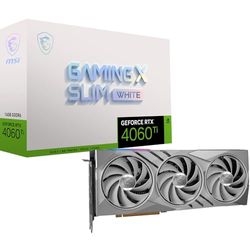 MSI GeForce RTX 4060 Ti GAMING X SLIM WHITE 16G Graphics Card - RTX 4060 Ti GPU, 16GB GDDR6 (18Gbps/128-bit), PCIe 4.0 - TRI FROZR 3 (3 x TORX Fan 5.0), RGB - HDMI 2.1, DisplayPort 1.4a