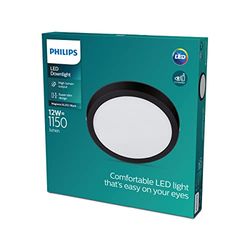 Philips Plafonnier LED SLIM SURFACE, rond, 12W, Noir