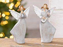 Pack of 6 Figure, Angels, Poly, gray, PU 6, 2 assorted, L. 6 cm, W. 8 cm, H. 13 cm