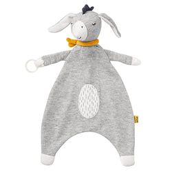 Fehn Doudou Âne fehnNATUR en coton issu de l'agriculture biologique - pour nouveau-nés - Peluche avec attache-sucette - avec anneau pour sucette pour les tout-petits à partir de 0 mois