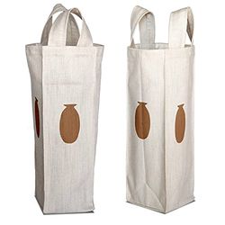 Bonamaison Bolsa de Vino de Lona de algodón Impresa digitalmente, Bolsa de Botella, Tapas de Botella de Vino, Bolsa de Soporte de Vino, tamaño: 16,5 x 31,5 x 7,5 cm