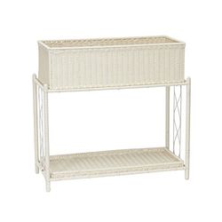 Household Essentials Supporto per fioriera in vimini per interni ed esterni, bianco