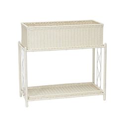 Household Essentials Indoor Outdoor Resin Wicker Planter Stand, White