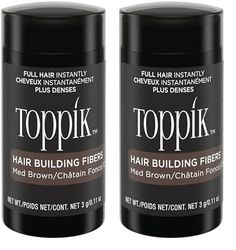 TOPPIK Fibres Capillaires Densifiantes à base de Kératine, Châtin foncé - 3g - Cheveux à l'Aspect Naturellement plus Epais – Pour densifier Racines, Ligne Frontale, Barbe, Calvitie (Lot de 2)