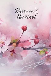 Rhianon’s Notebook: Personalized Diary Journal for Rhianon, Cute Apple Blossom Diary, 6"x 9" 160 Lined Pages