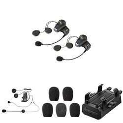 Sena SMH10D-10 Auricolare Bluetooth E Intercom Per Motocicli Confezione Doppia + Kit di Aggancio al Casco + Coprimicrofono in Spugna + Manubrio per Telefono con Caricabatterie