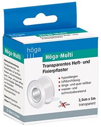 Höga - Tiras transparentes de fixação e grampo de 2,5 cm x 5 m - 2 unidades (1 pacote)