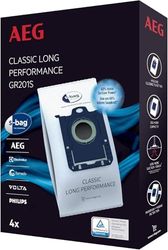 AEG GR201S 4x Cylinder S-Bag, Dust Bags For Vacuum Cleaner, Lasts 50% Longer, High Filtration Efficiency, Hygienic Closing Function
