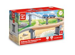 Hape Uitbreidingsset, accessoires voor trein van hout, 6 zuilen, educatief spel voor kinderen