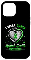 Carcasa para iPhone 12 Pro Max Corazón que uso verde para el mes de concientización sobre la salud mental