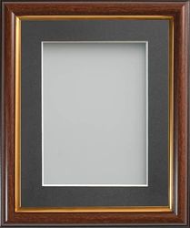 Frame Company Eldridge Mahogany Photo Frame with Grey Mount, 14x11 for A4, fitted with perspex