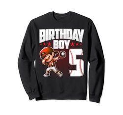 5° compleanno ragazzo baseball dabbing 5 anni compleanno ragazzo Felpa