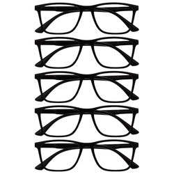 OPULIZE NYX Blue Light Blocking Reading Glasses - Anti-Glare Computer and Gaming Eyewear - 5 Pack - UV and Eyestrain Protection - Rectangular Frame - Black - Men Women - + 3.50