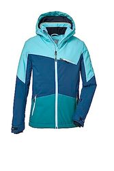 killtec Ragazze Giacca da sci/giacca funzionale con cappuccio staccabile e paraneve, impermeabile KSW 182 GRLS SKI JCKT, light turquoise, 128, 39904-000