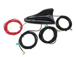 Vecys DAB DAB + Auto antenne Haaienvin FM/AM GPS Autodakantenne Signaalversterker SMB naar SMA naar DIN adapter 5 m RG174 Verlengkabel voor auto DAB digitale radio Voertuig FM/AM-radio