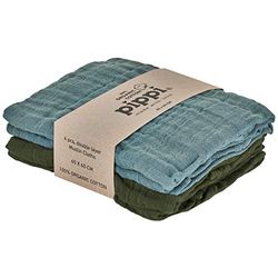 Pippi Unisex baby 4-pack tygblöjor, dregellappar, gosiga handdukar eller blöjhanddukar, lämpligt set med badkläder, Bly-, One size