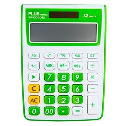 Plus Office - Calcolatrice ufficio SS-Color con grande schermo LCD a 12 cifre, con pulsanti grandi, funzione standard calcolatrice di base per ufficio, casa e scuola, colore verde