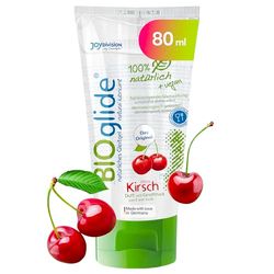 JOYDIVISION Original BIOglide Cherry Lubricant 80ml | 100% Natural & Vegan | Gel with Flavor & Scent | Suitable for Latex Condoms | Lube Water Based
