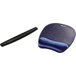 Fellowes Memory Foam Keyboard Wrist Rest - Black & Memory Foam Mouse Pad With Wrist Rest - Sapphire