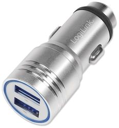 LogiLink PA0228 - Caricabatteria da auto USB a 2 vie, con martello di emergenza con carica/ricarica rapida, scarica profonda, sovraccarico e cortocircuito per smartphone, tablet, eBooks... 10,5 W