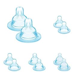 MAM - Pack de 10 Tetinas, Tetinas de Silicona de Fácil Aceptación para los Bebés, Superficie Suave para Biberón, Flujo 0, 1,2,3, y Especial Cerales 0+ Meses