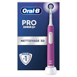 Oral-B Pro Junior Brosse à Dents Électrique Enfant, Un Nettoyage Efficace Mais Doux Pour Les Dents Sensibles, Une Bonne Hygiène Dentaire Des Enfants De 6 Ans +, 1 Chargeur, 1 Brossette Ronde, Violet
