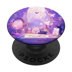 Hermosa Mariposa Púrpura Fantasía Anime Room PopSockets PopGrip Intercambiable