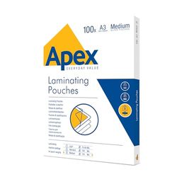 Fellowes Apex pochettes de plastification A3, finition brillante, 100 feuilles – Medium Duty – Idéal pour les photos, les créations et l'utilisation quotidienne