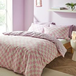 Sassy B Bedding - Juego de Funda de edredón Reversible con Fundas de Almohada, diseño de Cuadros, Color Rosa