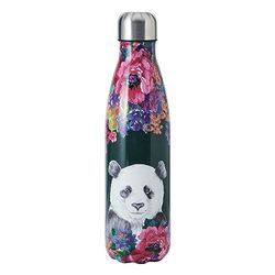 Mikasa Wild at Heart, vattenflaska, 500 ml, återanvändbar isolerad flaska i rostfritt stål med skruvlock för pendling, skola eller gym, panda tryck