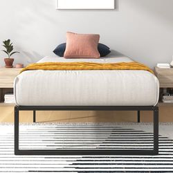 Zinus Lorelai Bed 90x200 cm - Hoogte 36 cm met opbergruimte onder het bed - Metalen platform bedframe - Zwart