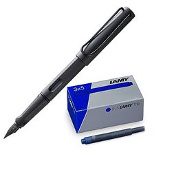 Lamy Juego de 1 pluma estilográfica Safari en pluma umbra M y 1 juego de 3 cartuchos de tinta T10 en caja original – Color de la tinta azul