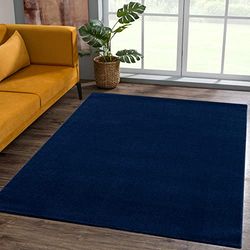 SANAT Tapis de Salon, à Poils Courts, Couleur Unie, Moderne, pour Chambre à Coucher, étude, Bureau, Couloir, Chambre d'enfant et Cuisine, Bleu Marine, 120 x 170 cm