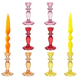Talking Tables 8 portavelas de Cristal de Colores, 2 portavelas Rosa, Naranja, Amarillo y Rojo, decoración Brillante y Hermosa para el hogar, o decoración de Mesa de Verano al Aire Libre de 16 cm