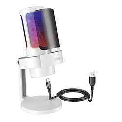 FIFINE USB Gaming Microfono para PC Mac PS4 PS5, RGB Condensador Micrófono per Streaming, Podcasts, con Control RGB, Mute Touch, Conector para Auriculares, Filtro Anti-Pop