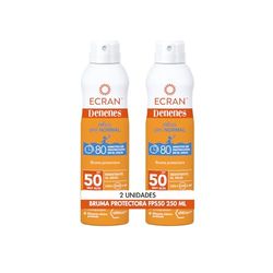 Ecran Denenes - FPS 50 per bambini, 80 minuti di protezione UVB + UVA e IR-A, con estratto di cotone, pantenolo e vitamina E, formula con VitEox 80, tutti i tipi di pelli- 2 x 250 ml