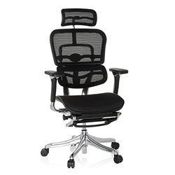 hjh OFFICE 652992 Silla Alta Gama ERGOHUMAN Plus LEGPRO Malla Negro, Silla de Oficina Totalmente Regulable, ergonómica