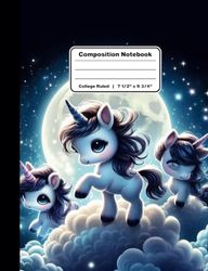 Magical Moonlight Unicorn Composition Notebook College Rule: 240 Pages (120 Sheets), 9-3/4 x 7-1/2", Soft Cover College Ruled Notebook