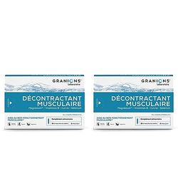 Granions Décontractant Musculaire, Crampes, gênes, raideurs musculaires, Magnesium, Vit B, Cuivre, Selenium, Pour toute la famille, Fabriqué en France, 30 Ampoules (Lot de 2)