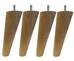 yaco Margot 3700527844299 Conjunto de 4 pernas de cama, madeira, verniz natural, altura 17 cm