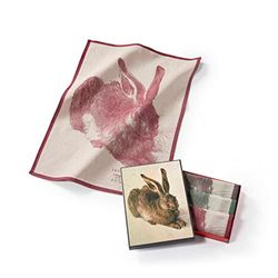 Musearta Unisex diskhanddukar i set om 3 med motivet Young Hare av konstnären Albrecht Dürer av bomull i storlek 50 x 70 cm, TT-AD-YH-10-V424189