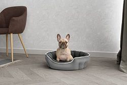 Italian Bed Linen Cuccia ENJOY per cani e gatti, Grigio Chiaro/Grigio Scuro 59 x 53 cm